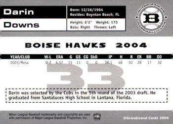 2004 Grandstand Boise Hawks #NNO Darin Downs Back