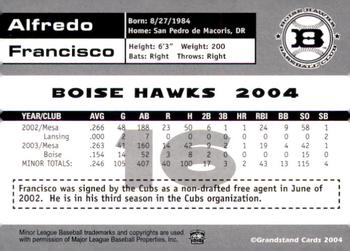 2004 Grandstand Boise Hawks #NNO Alfredo Francisco Back