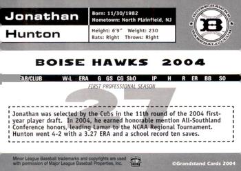 2004 Grandstand Boise Hawks #NNO Jonathan Hunton Back