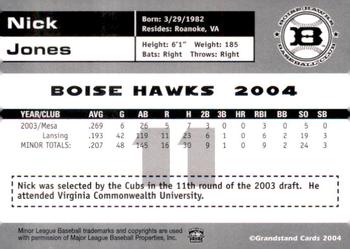 2004 Grandstand Boise Hawks #NNO Nick Jones Back
