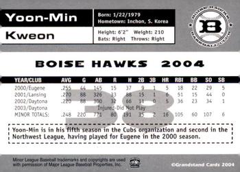 2004 Grandstand Boise Hawks #NNO Yoon-Min Kweon Back
