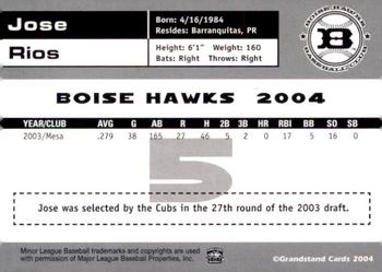 2004 Grandstand Boise Hawks #NNO Jose Rios Back