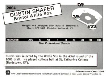 2004 Grandstand Bristol White Sox #NNO Dustin Shafer Back