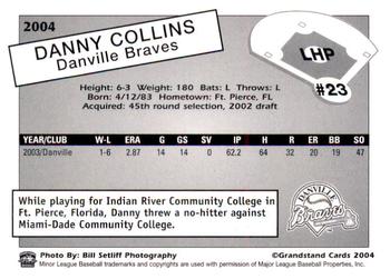 2004 Grandstand Danville Braves #NNO Danny Collins Back