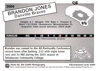 2004 Grandstand Danville Braves #NNO Brandon Jones Back