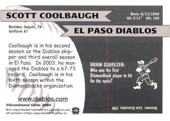 2004 Grandstand El Paso Diablos #NNO Scott Coolbaugh Back