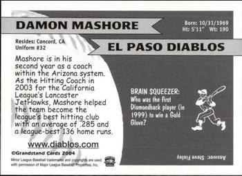 2004 Grandstand El Paso Diablos #NNO Damon Mashore Back