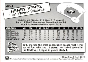 2004 Grandstand Fort Wayne Wizards #NNO Henry Perez Back