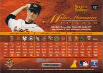 1996 Select Certified - Mirror Blue #12 Mike Mussina Back