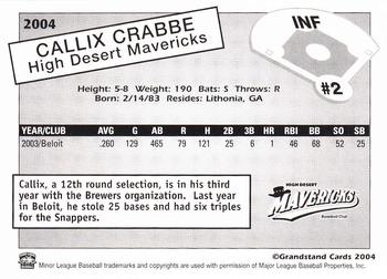 2004 Grandstand High Desert Mavericks #NNO Callix Crabbe Back