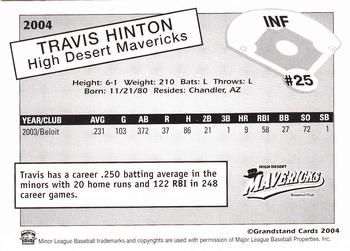 2004 Grandstand High Desert Mavericks #NNO Travis Hinton Back