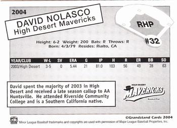 2004 Grandstand High Desert Mavericks #NNO David Nolasco Back