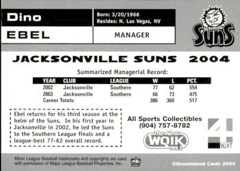 2004 Grandstand Jacksonville Suns #NNO Dino Ebel Back