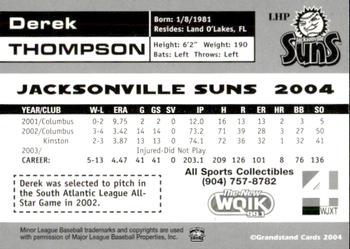 2004 Grandstand Jacksonville Suns #NNO Derek Thompson Back