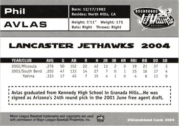 2004 Grandstand Lancaster JetHawks #NNO Phil Avlas Back