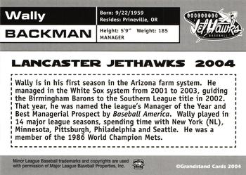 2004 Grandstand Lancaster JetHawks #NNO Wally Backman Back