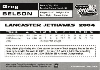 2004 Grandstand Lancaster JetHawks #NNO Greg Belson Back