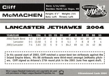 2004 Grandstand Lancaster JetHawks #NNO Cliff McMachen Back