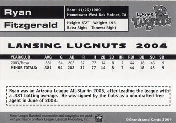2004 Grandstand Lansing Lugnuts #NNO Ryan Fitzgerald Back
