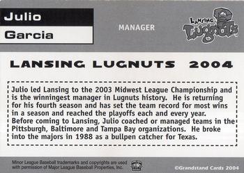 2004 Grandstand Lansing Lugnuts #NNO Julio Garcia Back