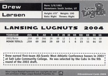 2004 Grandstand Lansing Lugnuts #NNO Drew Larsen Back