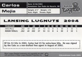 2004 Grandstand Lansing Lugnuts #NNO Carlos Mejia Back