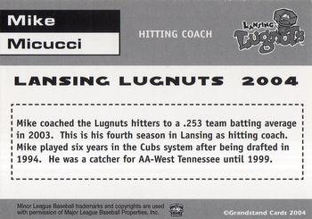 2004 Grandstand Lansing Lugnuts #NNO Mike Micucci Back