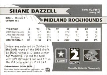 2004 Grandstand Midland RockHounds #NNO Shane Bazzell Back