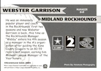2004 Grandstand Midland RockHounds #NNO Webster Garrison Back