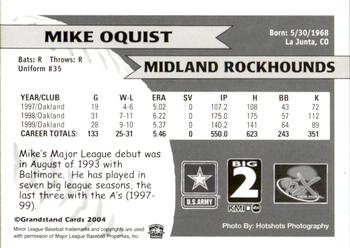 2004 Grandstand Midland RockHounds #NNO Mike Oquist Back