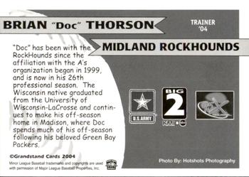 2004 Grandstand Midland RockHounds #NNO Brian Thorson Back