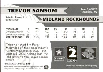2004 Grandstand Midland RockHounds #NNO Trevor Sansom Back