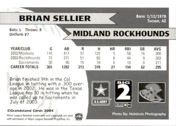2004 Grandstand Midland RockHounds #NNO Brian Sellier Back