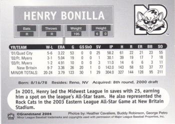 2004 Grandstand New Britain Rock Cats #NNO Henry Bonilla Back