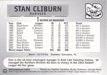 2004 Grandstand New Britain Rock Cats #NNO Stan Cliburn Back
