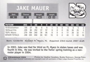 2004 Grandstand New Britain Rock Cats #NNO Jake Mauer Back
