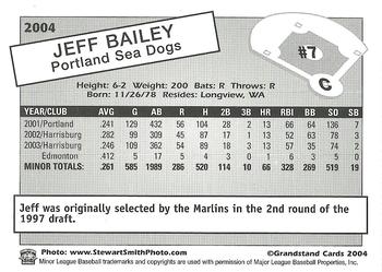 2004 Grandstand Portland Sea Dogs #NNO Jeff Bailey Back
