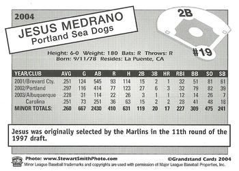 2004 Grandstand Portland Sea Dogs #NNO Jesus Medrano Back