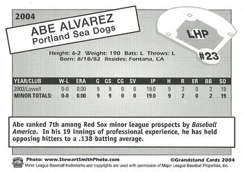 2004 Grandstand Portland Sea Dogs #NNO Abe Alvarez Back