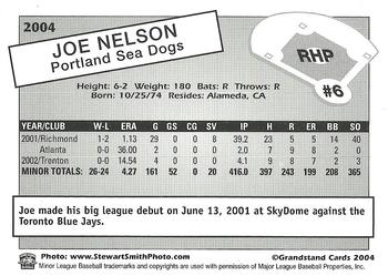 2004 Grandstand Portland Sea Dogs #NNO Joe Nelson Back