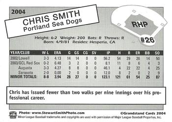 2004 Grandstand Portland Sea Dogs #NNO Chris Smith Back