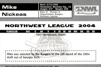 2004 Grandstand Northwest League All-Stars #13 Mike Nickeas Back