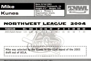 2004 Grandstand Northwest League All-Stars #29 Michael Kunes Back