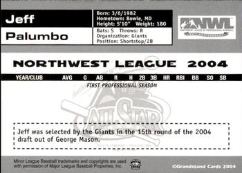 2004 Grandstand Northwest League All-Stars #46 Jeff Palumbo Back