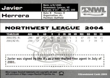2004 Grandstand Northwest League All-Stars #54 Javier Herrera Back