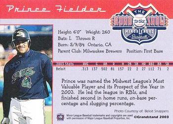 2004 Grandstand Road to the Show Top Prospects #NNO Prince Fielder Back