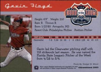 2004 Grandstand Road to the Show Top Prospects #NNO Gavin Floyd Back
