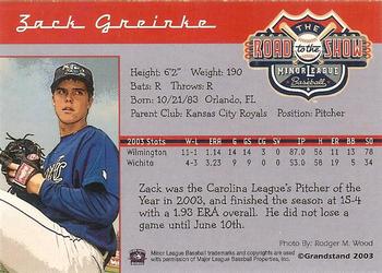 2004 Grandstand Road to the Show Top Prospects #NNO Zack Greinke Back