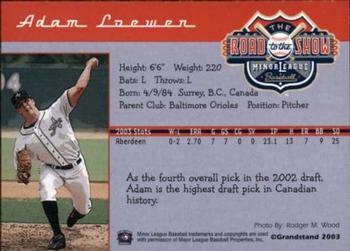 2004 Grandstand Road to the Show Top Prospects #NNO Adam Loewen Back