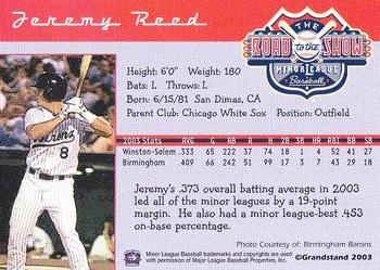 2004 Grandstand Road to the Show Top Prospects #NNO Jeremy Reed Back